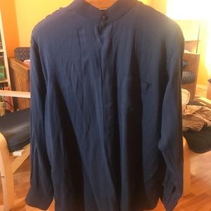 Vintage Black Collarless Button Down - D’amonte